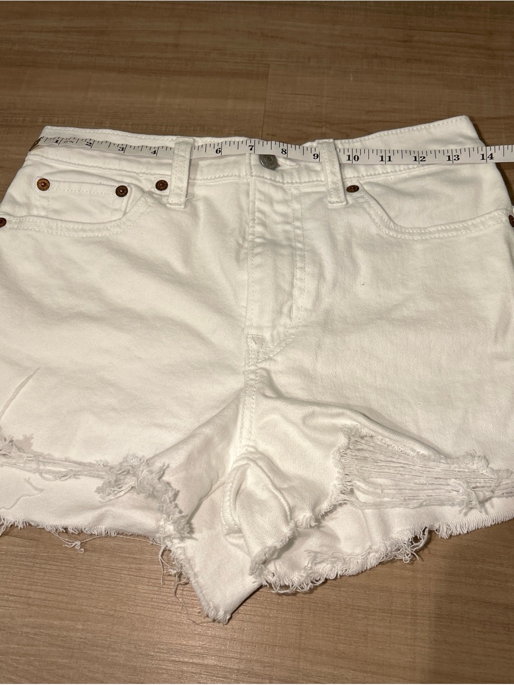 Levi's White Distressed Denim Cutoff Shorts